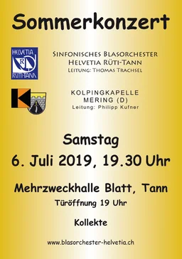 Titelseite des Konzertprogramms Sommerkonzert 2019